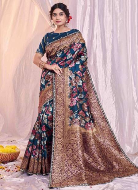 Navy Blue Colour Rajastha Mahotsav New Latest Designer Ethnic Wear Tissue Silk Printed Saree Collection 42510